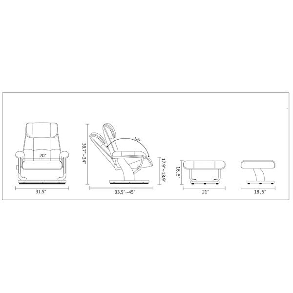(BLUE) Beaucet Leather Manual Recliner with Ottoman #LX636