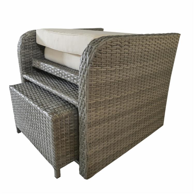 Wicker Club Chair and Ottoman - Gray