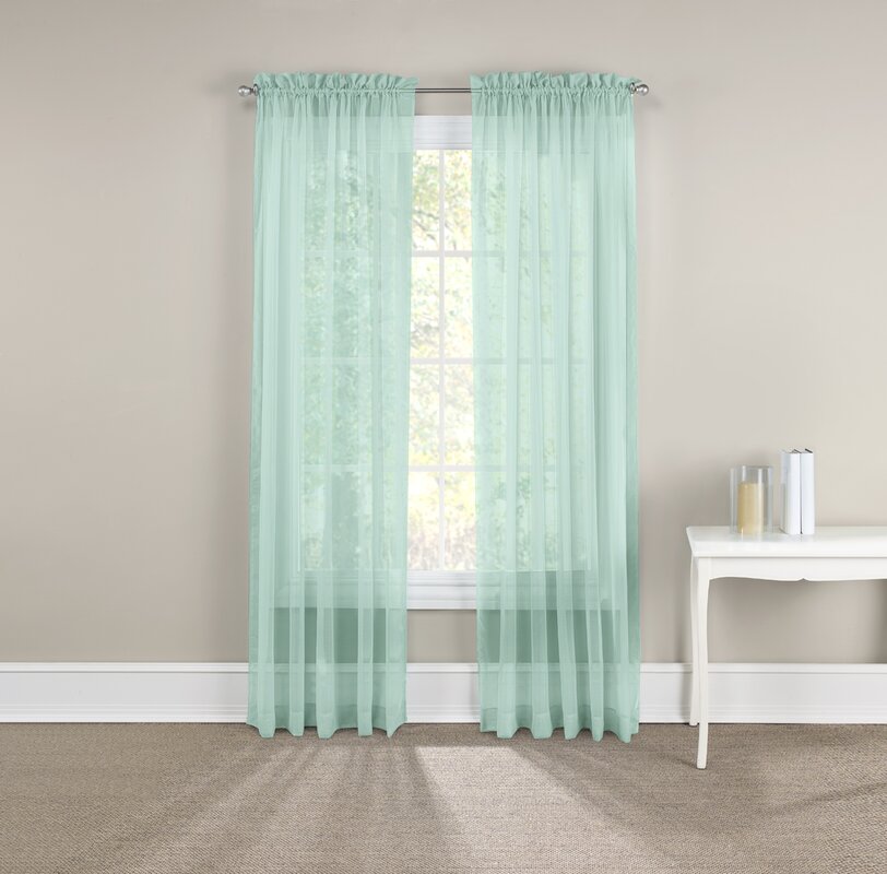 Basics Solid Sheer Rod Pocket Curtain Panels (Set of 2) DJ108