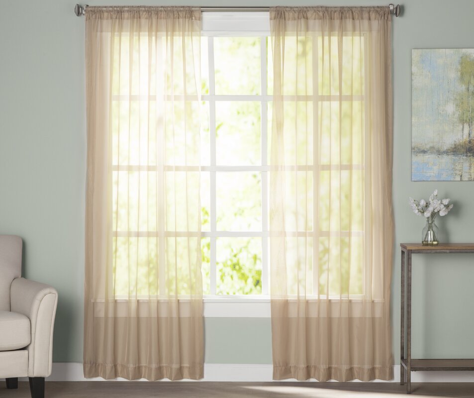 Basics Solid Sheer Rod Pocket Curtain Panels DJ116