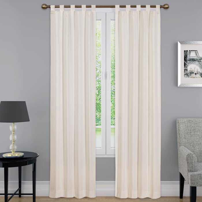 Barretti Cotton Blend  Sheer Tab Top Curtain Panels (Set of 2) DJ119