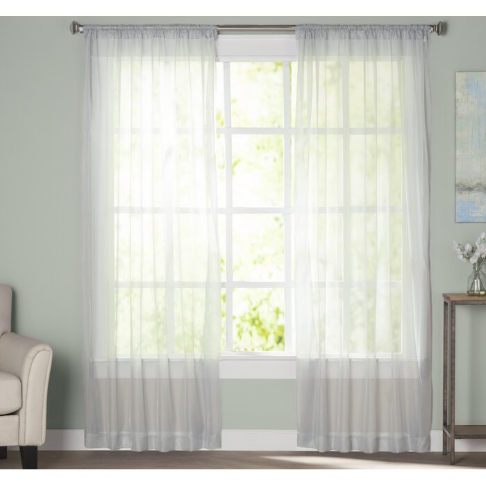 Basics Solid Sheer Rod Pocket Curtain Panels (Set of 2) DJ129