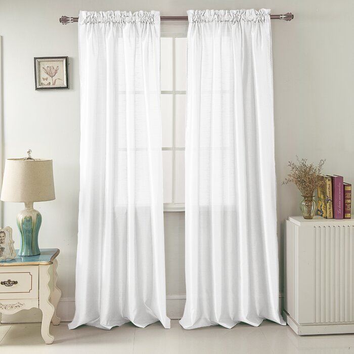 Audrie Faux Silk Solid Color Rod Pocket Single Curtain DJ160