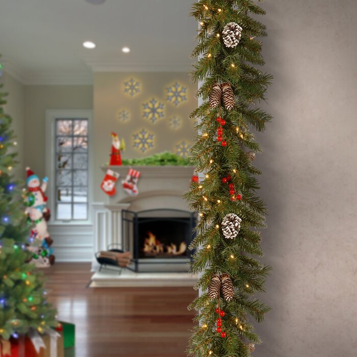 9' Frosted Pre-Lit Garland with 100 Warm Lights DJ670