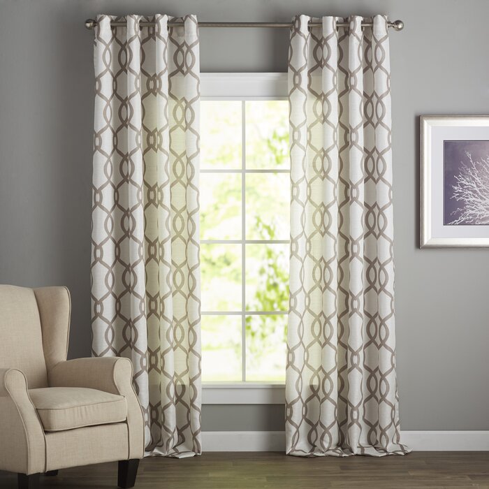 54" x 96" Plant City Geometric Semi-Sheer Grommet Curtain Panels (Set of 2) DJ849