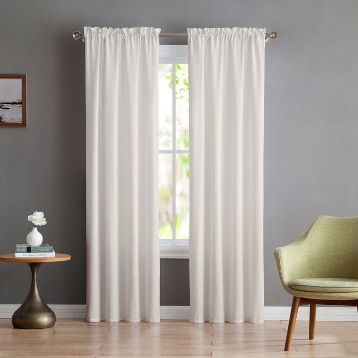 42" x 96" Tailored Solid Semi-Sheer Rod Pocket Single Curtain Panel (Set of 7) DJ850