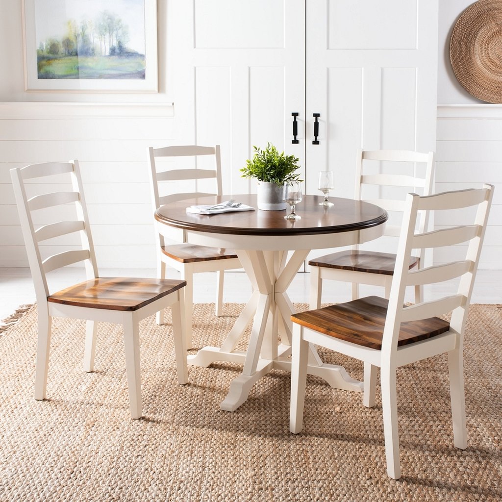 Shay 5 Piece Dining Set White Natural Wood, set of 5