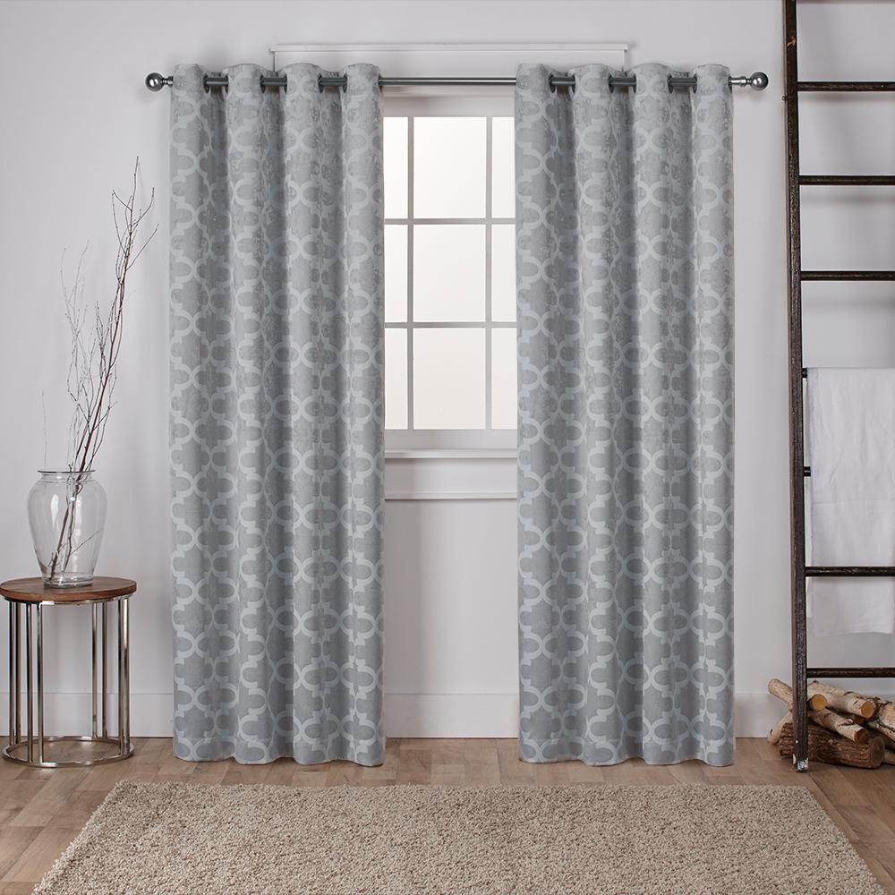 Set of 2 - Cartago Woven Blackout Grommet Top Curtain Panels, Dove Grey - 54" x 84" (#K2140)