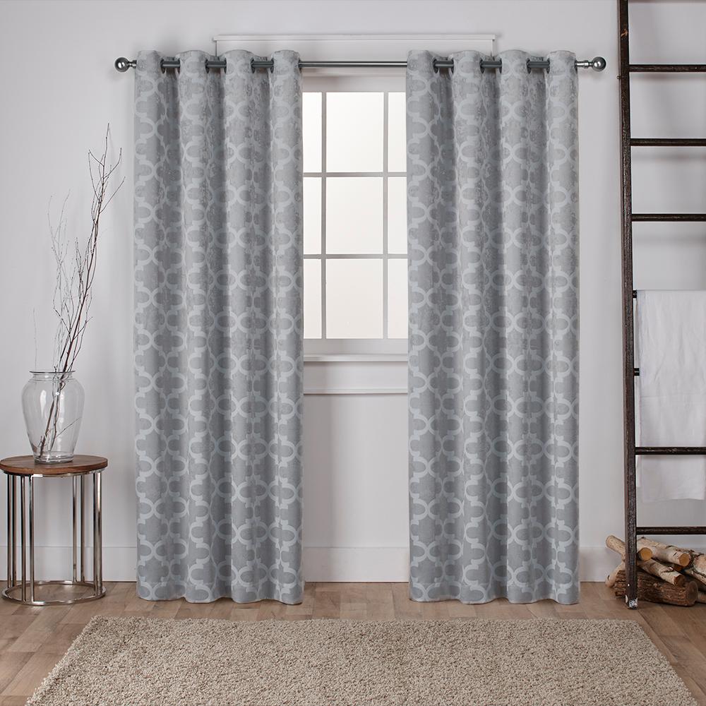 Set of 2 - Cartago Woven Blackout Grommet Top Curtain Panels, Dove Grey - 54