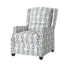 Blue Multi Diamond Print Modern Wingback Pushback Recliner MG505