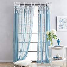 95-in Teal Polyester Light Filtering Top Tab Single Curtain Panel B101-GM030