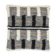Black, White & Yellow Square Wool Blend Pillow, LC406