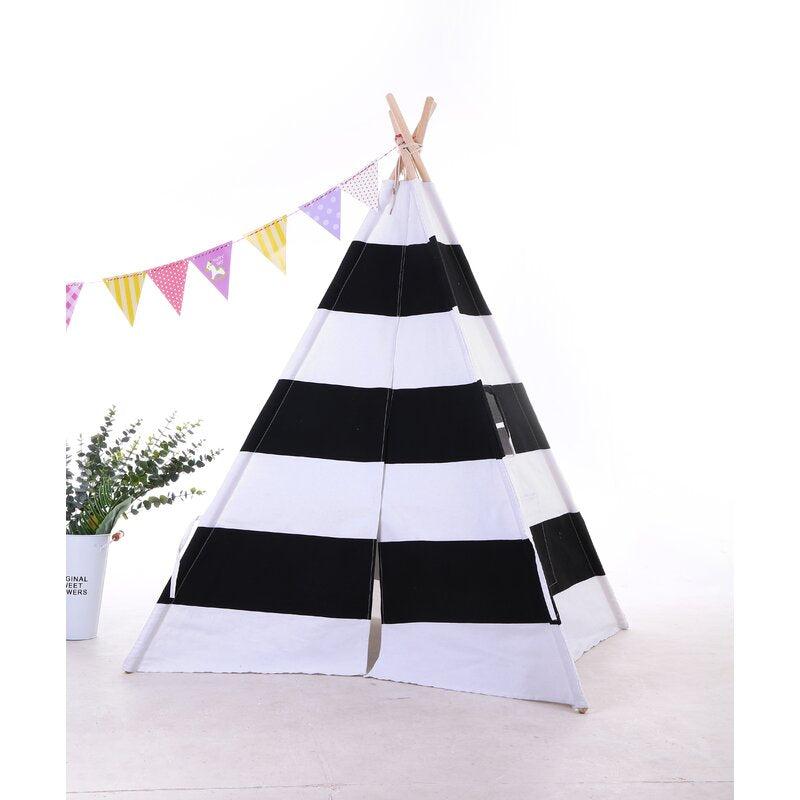 Black e-Joy Indoor Canvas Triangular Play Tent with Carrying Bag