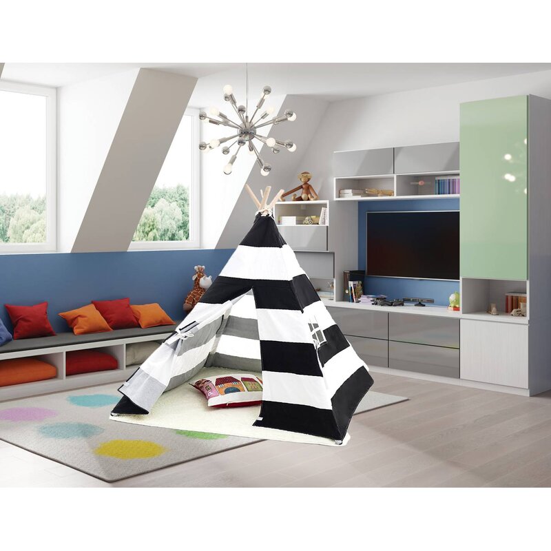 Black e-Joy Indoor Canvas Triangular Play Tent with Carrying Bag