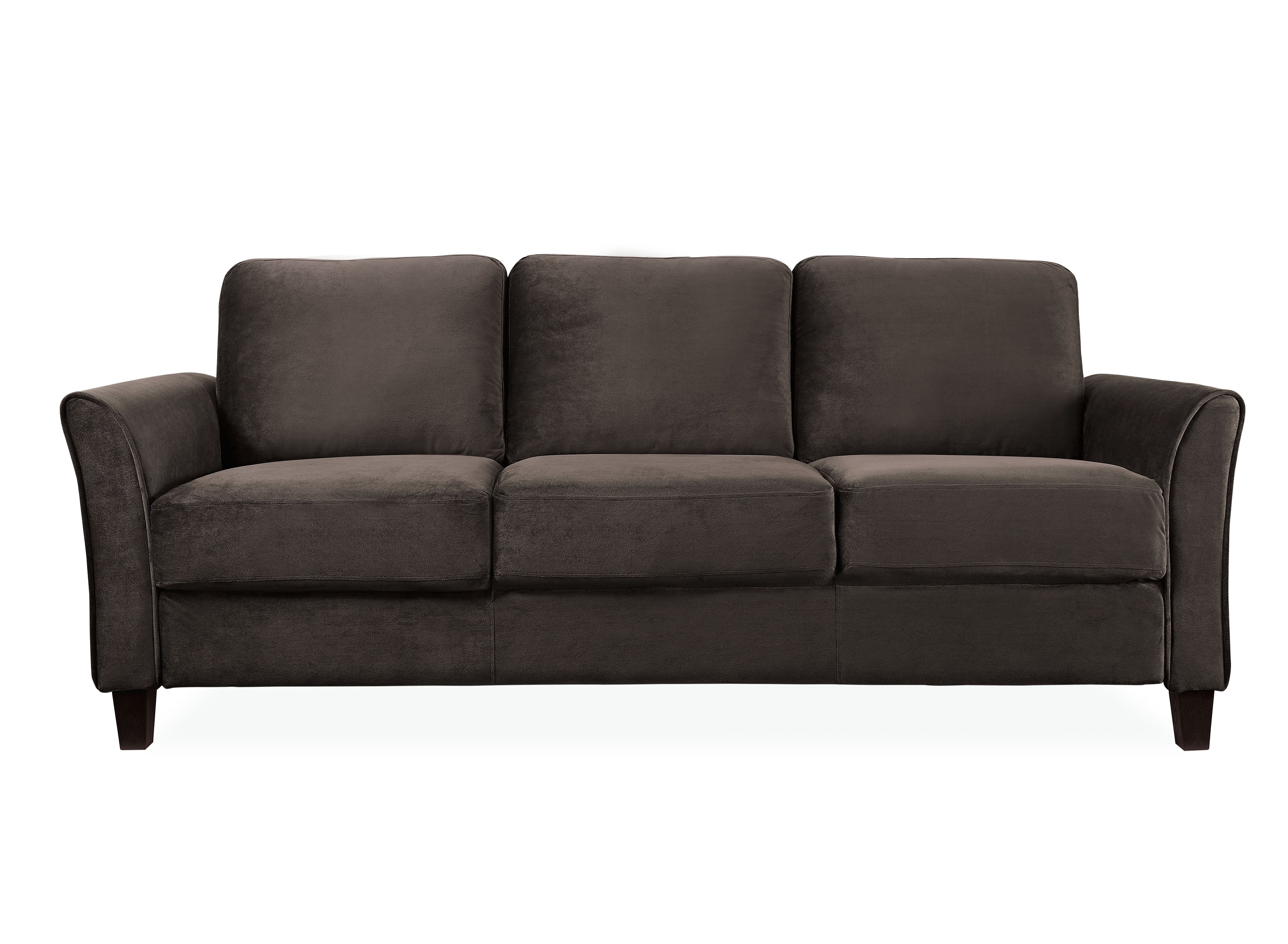 Alexa 3-Seat Curved Arm Microfiber Sofa, Coffee #CR2211