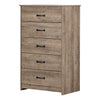 Tassio 5-Drawer Chest, Weathered Oak (As Is)