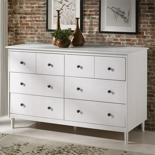 6 Drawer Solid Wood Dresser in White