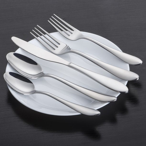 40-Piece Silverware Set, JOW Stainless Steel Flatware Set Service for 8, Tableware Cutlery Set for Home and Restaurant, Knives Forks Spoons, Mirror Polished, Dishwasher Safe
