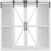 White Westerly Barn Door Mirrored Cabinet, Farmhouse, Painted, Square,Wood, 34 x 5.5 x 33 in