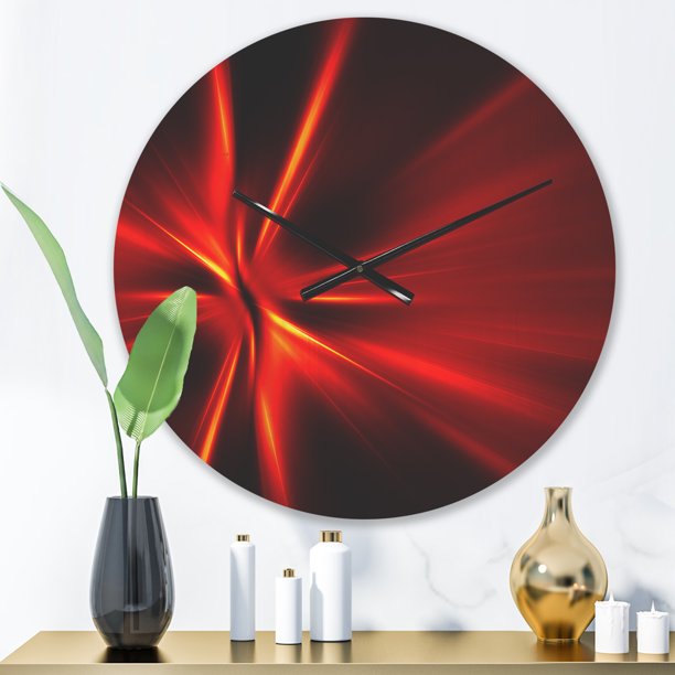 'Yellow and Red Rays ' Modern Wood Wall Clock, 23 x 23