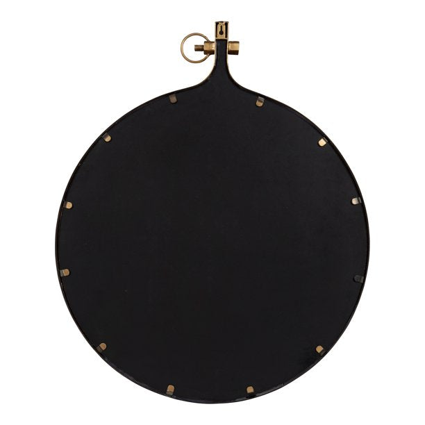 Yitro Round Industrial Modern Metal Framed Wall Mirror, 23.5x28.5, Gold