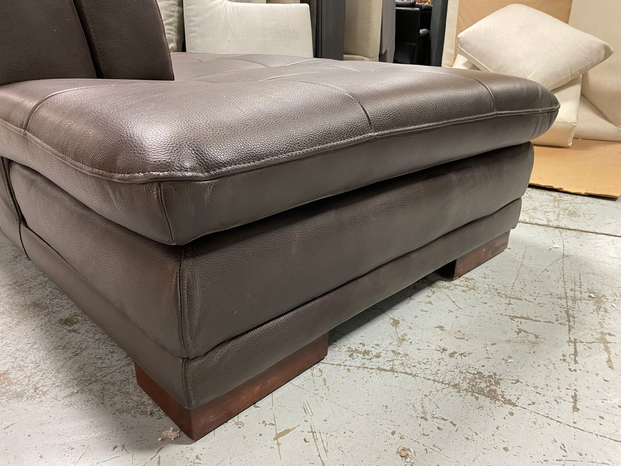 124" Wide Leather Match Chaise Piece **AS IS**