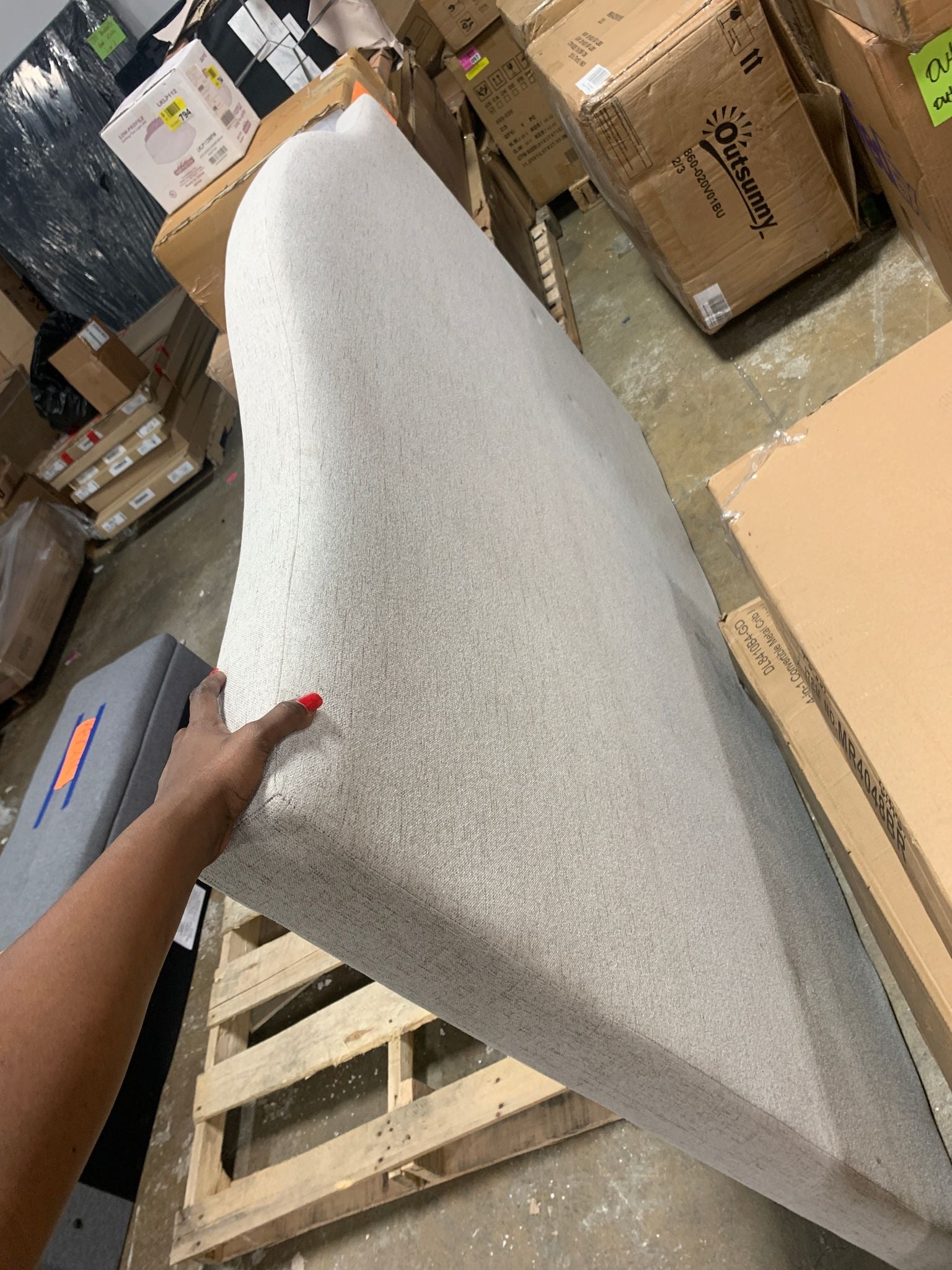 Beige Upholstered Cal. King Panel Headboard *As Is* KBO114