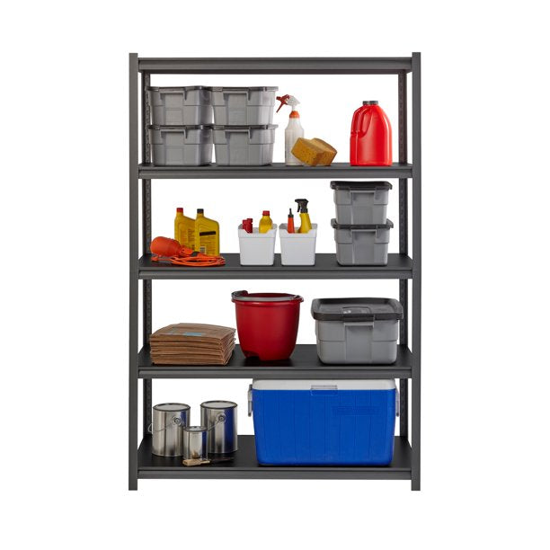 3200 Riveted Steel Shelving, 5-Shelf, 24Dx48Wx72H, Gunmetal Gray/Black