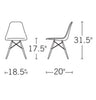 DSW Molded White Plastic Dining Shell Chair with Dark Walnut Wood Eiffel Legs 2-piece set