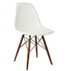 DSW Molded White Plastic Dining Shell Chair with Dark Walnut Wood Eiffel Legs 2-piece set