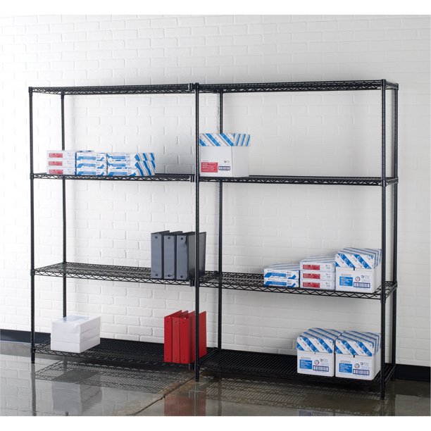 2 Extra Shelves for Industrial 48"x18" Wire Shelving, 2 / Carton, Black