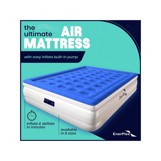 Air Mattress with Built-in Pump - Double Height Inflatable Mattress for Camping, Home & Portable Travel - Twin, 16 Inch