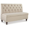 Gwendale French Country Tufted Back Storage Bench, Beige