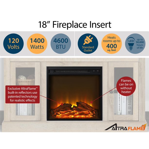18" x 18" Glass Front Electric Fireplace Insert, Black
