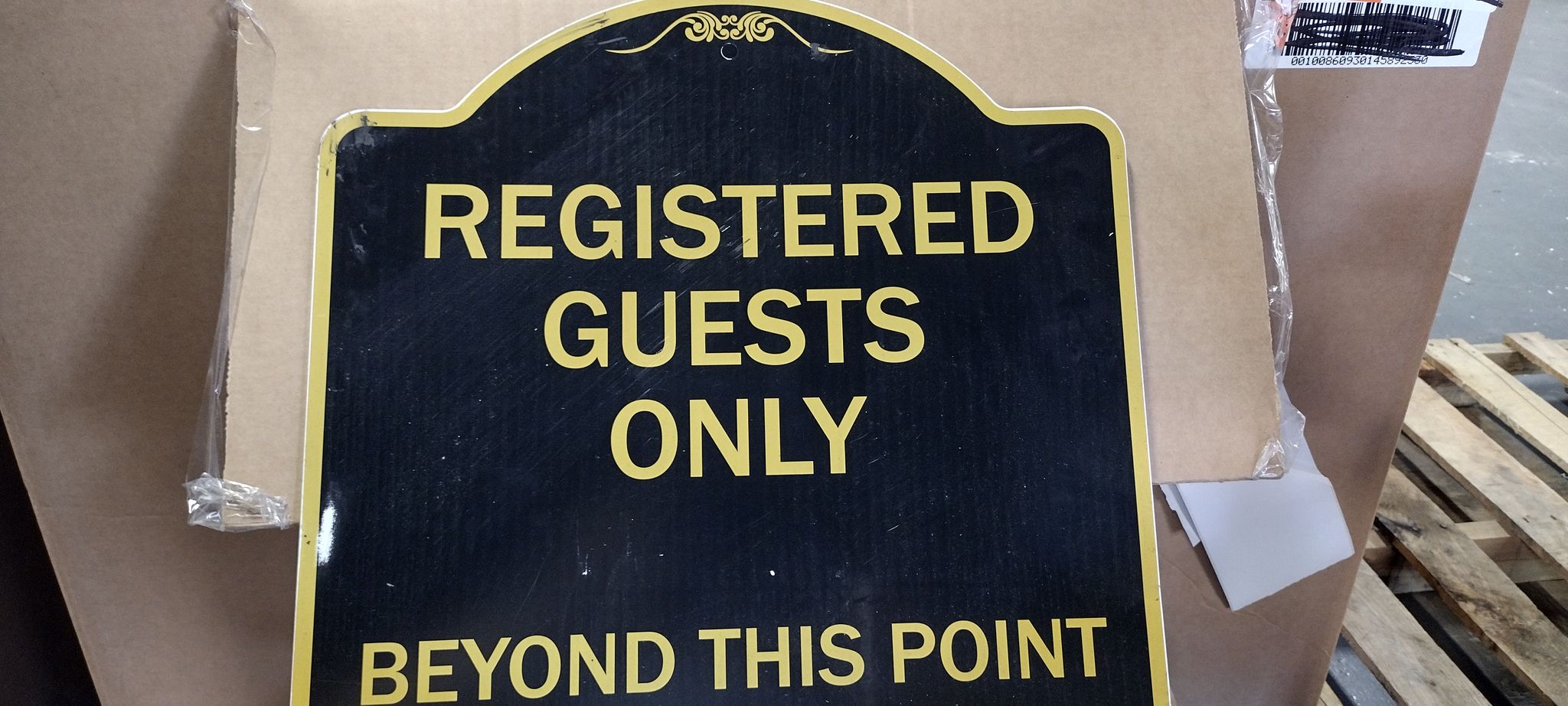 18" H x 18" W x 1" D Black/Gold Signmission Designer Series Sign - Registered Guests Only Beyond This Point | Black & Gold 18" X 18" Heavy-Gauge Aluminum Architectural Sign | Protect Your Business & Municipality | Made In The USA