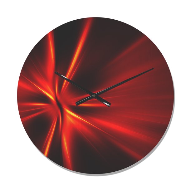 'Yellow and Red Rays ' Modern Wood Wall Clock, 23 x 23