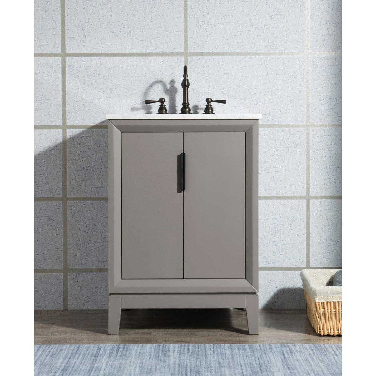 24" Single Sink Carrara White Marble "Elizabeth" Vanity