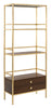 72 in. Gold/Walnut Metal 4-shelf Etagere Bookcase LX4612