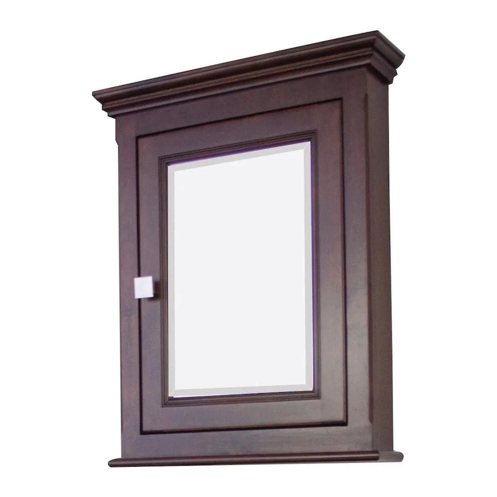 24 In. W x 30 In. H Traditional Birch Wood-Veneer Medicine Cabinet In Walnut