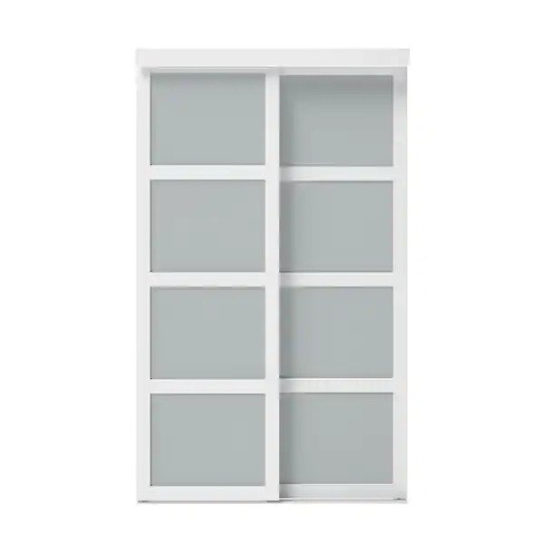 48 in. x 81 in. Frosted Glass Fusion Plus White Interior Sliding Closet Door