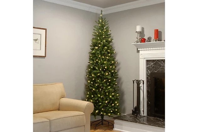 9 ft. Kingswood Fir Pencil Artificial Christmas Tree with Clear Lights