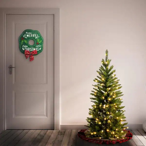 4-1/2 ft. Kingswood Fir Hinged Pencil Artificial Christmas Tree with Clear Lights