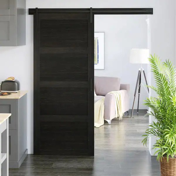 36 in. x 84 in. Folsom Walnut Finished Composite Sliding Barn Door with Hardware Kit