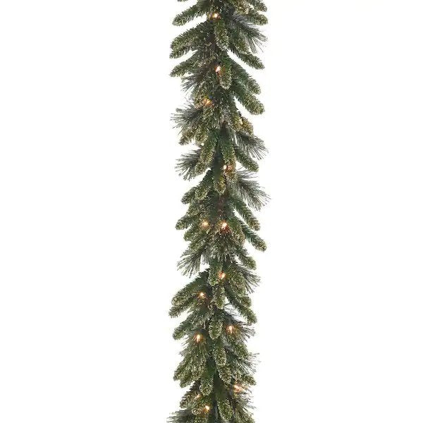 9 ft. x 10 in. Glittery Gold Pine Garland with Glitter, Gold Cones, Gold Glittered Berries