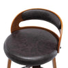 24.8 in. Seat Height Black Faux Leather Modern Barrel Swivel Counter Stool with Round Metal Kickplate, Set of 2