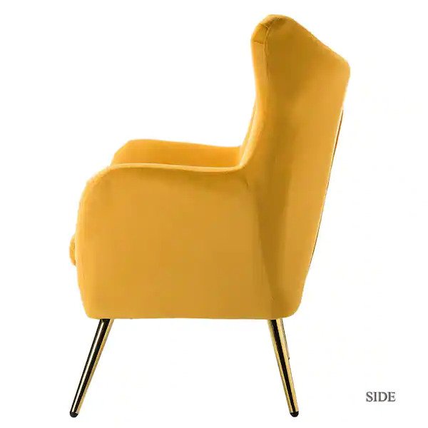 Jacob Golden Leg Mustard Tufted Wingback Chair