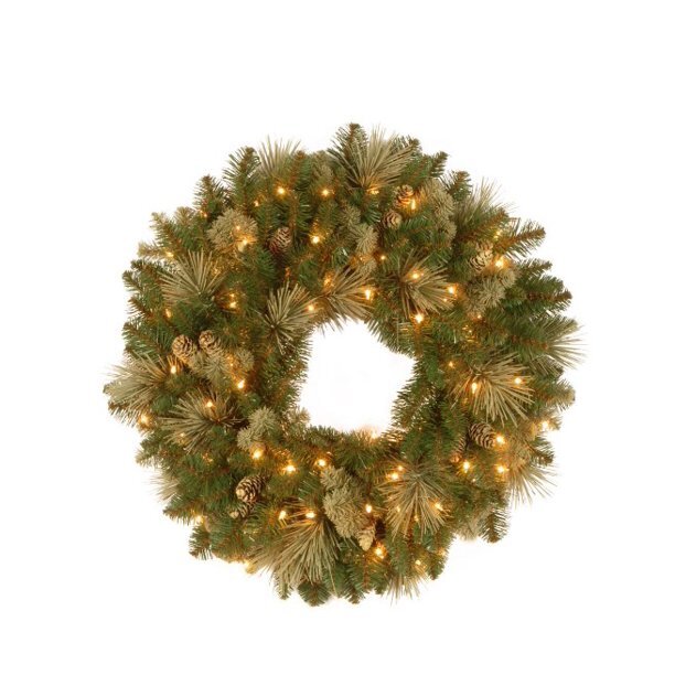 24 in. Artificial Battery Operated LED Lights Carolina Pine Wreath