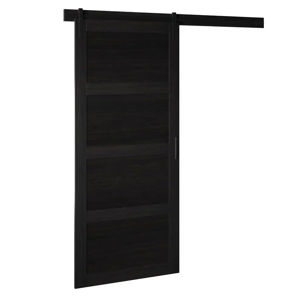 36 in. x 84 in. Folsom Walnut Finished Composite Sliding Barn Door with Hardware Kit