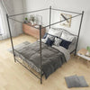 61 in. W Black Frame Metal Queen-Size Canopy Bed with Vintage Style Headboard and Footboard Easy Assembly for Bedroom