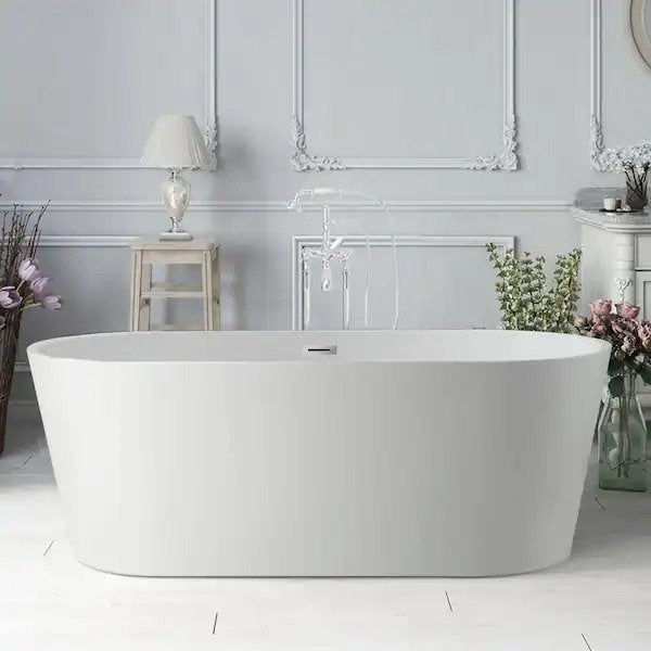 Bordeaux 67 in. Acrylic Flatbottom Freestanding Bathtub in White